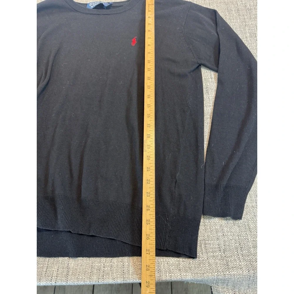 Polo Ralph Lauren Mens Black Cotton Crewneck‎ Sweater Red Pony Logo Large XXL